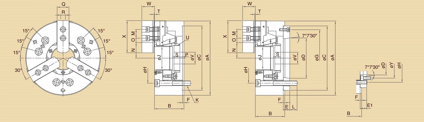 OPB Large Through Hole 3-Jaw High Speed Power Chucks