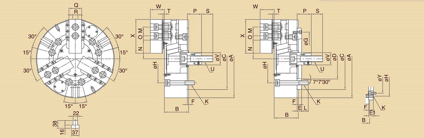 CL-DP 3-Jaw Solid Power Chucks