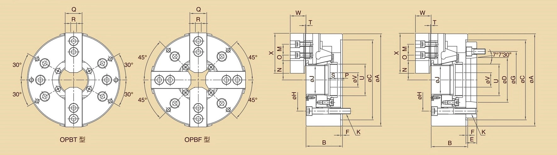 OPBF, OPBT Large Through Hole High Speed Power Chucks