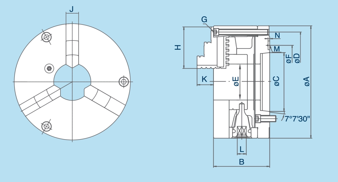 GB 3-Jaw A2 Type Scroll Chucks(Mounting Plates)